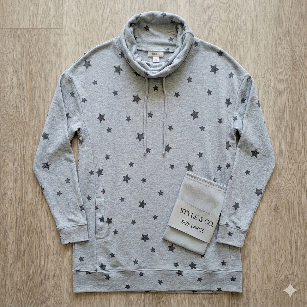Style & Co. Gray Star Print Tunic